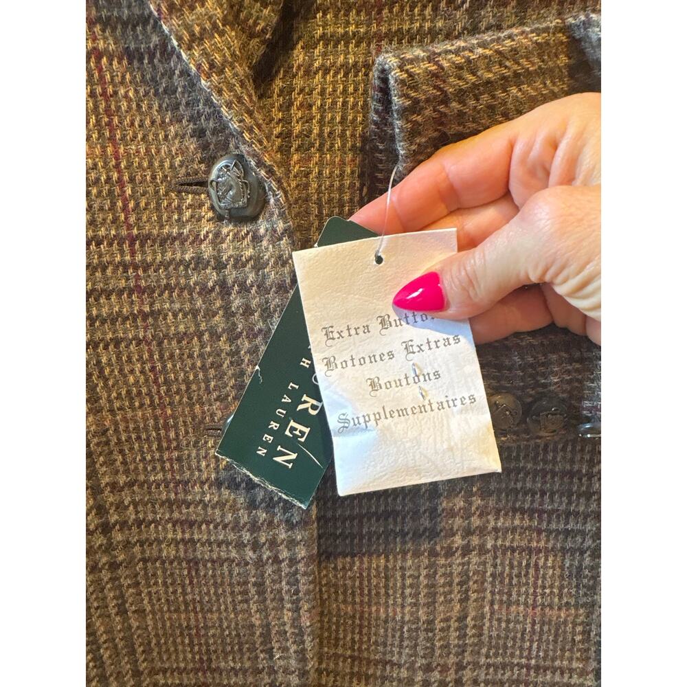 NWT Lauren Ralph Lauren women's glen plaid wool vintage equestrian blazer 4 - Picture 8 of 13
